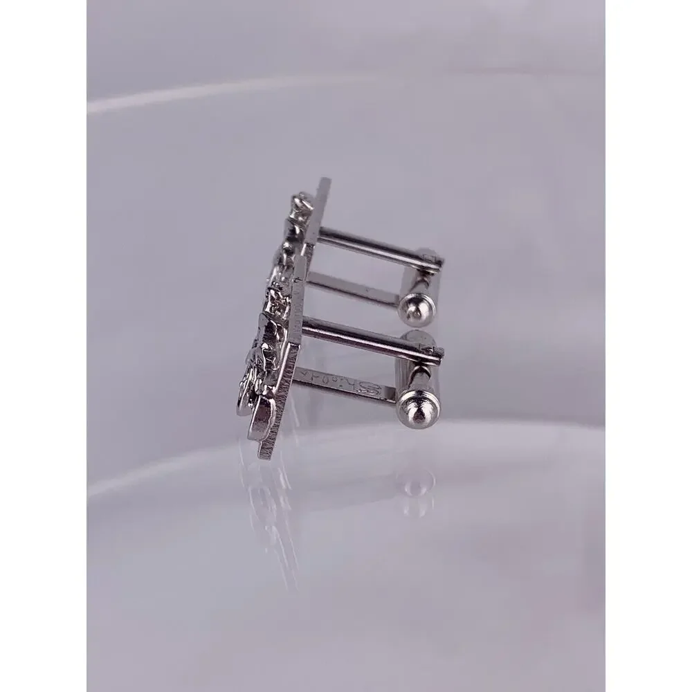 Model T Antique Car Buggy Silver Tone Cufflinks Shields Vintage K1